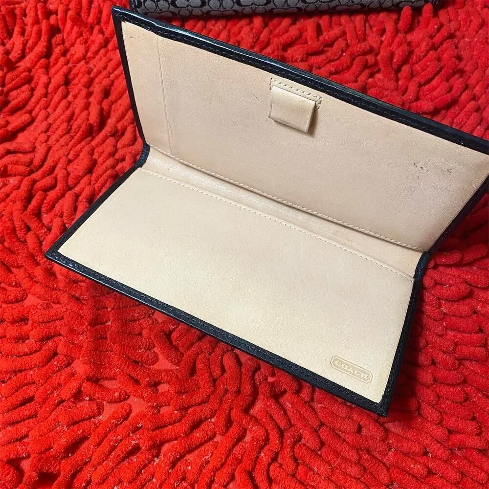 Vintage Coach Women's Black Jacquard Trifold Wallet Checkbook Holder